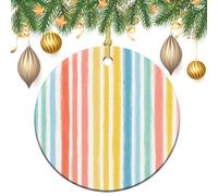 Decorazioni da appendere all'albero di Natale in tessuto a strisce verticali di colore estivo, 2 pezzi, 7,2 cm, rotonde su entrambi i lati
