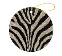 Decorazioni da appendere all'albero di Natale, motivo zebrato, colore nero e beige, 2 pezzi, 7,2 cm, rotonde su entrambi i lati