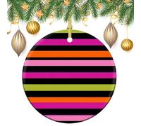Decorazioni da appendere all'albero di Natale, rosa, arancione, nero, verde, 2 pezzi, 7,2 cm, rotonde su entrambi i lati