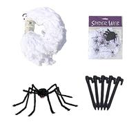 Decorazioni da appendere di Halloween Decorazione di Halloween 16 piedi Ragnatele triangolari giganti più un grande falso adatto per prati da cortile all'aperto infestati Decorazioni (White, One Size)
