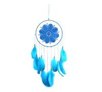 Decorazioni da appendere fatte a mano, piume, ornamento da appendere alla parete, squisito cattura sogni come regalo per la famiglia degli amici (blu)