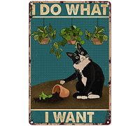 Decorazioni da giardino in metallo per esterni I Do What I Want Smoking Cat Gardening Targa in latta decorazione vintage chic poster decorazione da parete arte regalo per casa fuori fattoria giardino