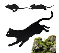 Decorazioni da giardino per gatto in metallo - Stakes per animali | Kitten Garden Decor | 3x inserti da giardino decorativo, inseguimento di topi arte all'aperto | Arte del cantiere per percorso del p