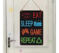 Decorazioni da gioco Targa in metallo Gioco Art Game Room Decor Colorata Decorazione da parete Poster da gioco per la stanza dei ragazzi, 20,3 x 30,5 cm Cartello da gioco Accessori per la stanza dei