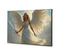 Decorazioni da parete Angelo con ali che tiene una spada su tela immagine decorativa per bagno piatti decorativi (40 x 60 cm)