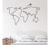Decorazioni da parete autoadesive semplice viaggio a linee mappa del mondo decorazione da camera da letto adesivo da parete murale creativo per la casa.