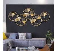 Decorazioni da Parete in Metallo 3D con Foglie di Ginkgo, Scultura Astratta Moderna da Appendere, Decorazione per Bagno, Soggiorno, Camera da Letto, 139 * 60 Cm