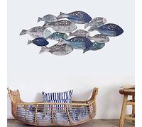 Decorazioni da Parete in Metallo per Pesci, Ornamenti da Appendere a Parete per Pesci in Ferro battuto, Tema Marino in Stile mediterraneo, Decorazioni da Appendere a Forma di Pesce dipinte a Mano