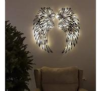 Decorazioni da parete per l'arredamento, Decorazione murale in metallo a forma di ali d'angelo a LED da 13,8"x13,8", decorazione in ferro battuto con , insegne luminose al neon a , for la casa