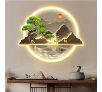 Decorazioni da parete Zen, sculture da parete 3D dipinti da appendere a parete con luce a LED, grandi sculture da parete moderne in metallo, per soggiorno, camera da letto, ufficio,60*72cm,A