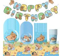 Decorazioni da Tavola Capybara, Capybara Party Decorations Set, Piatti, Bicchieri, Tovaglioli, Banner, Capy-bara Compleanno Kit, Accessori Per Feste Capy-bara