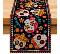 Decorazioni da tavola con teschi di zucchero, Tovaglie messicane con decorazioni a forma di teschio di zucchero, Decorazioni per l'altare del Giorno dei Morti Forniture per feste a tema messicano per