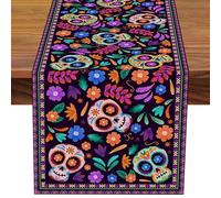 Decorazioni da tavola con teschi di zucchero | Tovaglie messicane con decorazioni a forma di teschio di zucchero - Forniture per feste a tema messicano Decorazioni riutilizzabili per l'altare del