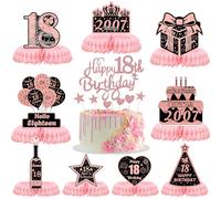 Decorazioni da tavola per 18° compleanno, per ragazze, 10 pezzi, oro rosa, a nido d'ape, centrotavola per ragazzi, ragazze, uomini, donne, 18 anni, per feste di diciotto anni