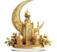 Decorazioni da tavola per Ramadan, motivo castello islamico 2D con luna Eid Mubarak, per la casa, souvenir, da collezione, regalo per l'Islam musulmano, decorazioni per la casa (dorato)