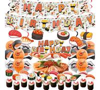 Decorazioni del partito di sushi Decorazioni giapponesi del partito di compleanno include Sushi Happy Birthday Banner Torta Topper Cupcake Toppers Palloncini per il partito a tema Sushi