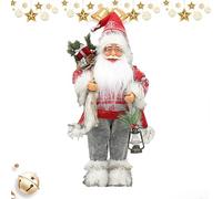 Decorazioni di Babbo Natale, 46 cm, statuetta di Babbo Natale, che porta una lanterna per decorazione stagionale per interni, per il supporto della finestra, cappotto, interno, tavolo da pranzo