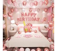 Decorazioni di buon compleanno per uomini e donne, palloncini con lettere a forma di cuore, bottiglia di champagne, bicchieri di vino, palloncini con petali di rosa, decorazione per feste di