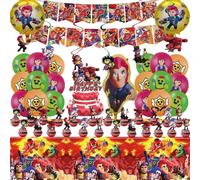Decorazioni di compleanno a tema di gioco, Set di 54 decorazioni per feste di compleanno per bambini Include tovaglia, Striscione, Palloncini in lattice, Decorazione della torta, Palloncini alluminio