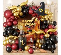 Decorazioni di compleanno a tema magico, 118 pezzi, kit magico per arco di palloncini scolastici, decorazioni per feste del mondo magico, ghirlanda, coriandoli dorati, a forma di S, palloncini in