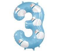 Decorazioni di compleanno animali della fattoria, Palloncini di compleanno con numero 3 di pecora da 100 cm per 3 ° compleanno ragazzi ragazze, grande palloncino in lamina blu bianco per tema animale