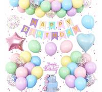 Decorazioni di compleanno arcobaleno pastello, palloncini colorati macaron rosa, blu, viola, verde, giallo, coriandoli a forma di stella, cuore, palloncino in lamina per baby shower, feste di