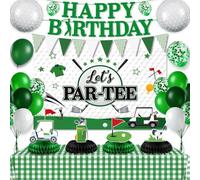 Decorazioni di compleanno da golf, 35 decorazioni per feste di golf, tra cui Let's Par-tee Sfondo Banner Tovaglie e centrotavola a nido d'ape per sport Golf feste a tema decorazione di compleanno