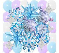 Decorazioni di Compleanno di Fiocco di Neve,Doyomtoy Snowflake Palloncini Party Decorations Fiocco Di Neve per Weihnachten Snowflake Party 33 Pezzi