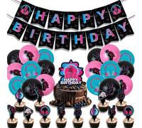 Decorazioni di Compleanno di Musica,Doyomtoy Musicale Compleanno Palloncini Note Musicali Cake Topper per Ragazzi e Ragazze Compleanno Feste Decorazioni 32 Pezzi