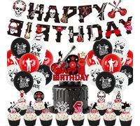 Decorazioni di Compleanno di Musica,Doyomtoy Rock and Roll Compleanno Palloncini Musicale Cake Topper per Ragazzi e Ragazze Rock Music Feste Decorazioni 32 Pezzi