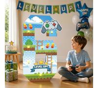 Decorazioni di compleanno per videogiochi, decorazioni di compleanno per ragazzi, decorazione per feste di livello superiore per 6° compleanno, 3 m tendone luminoso numero 6