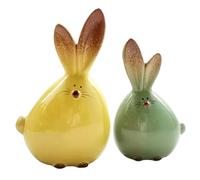 Decorazioni di coniglietti di Pasqua, figurina di coniglio da 2 pezzi, graziose decorazioni di coniglietti pasquali, statua di coniglio in ceramica, figurine creative del coniglietto di coniglietto p