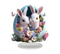Decorazioni di coniglietti di Pasqua per la casa, decorazione acrilica di coniglietti | Impegno per tavolo da tavolo acrilico ,Decorazioni da tavolo pasquale ornamenti da scrivania piatta per scaffale