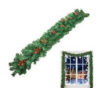 Decorazioni di ghirlanda di Natale - PVC 9 piedi | artificiale con bacche rosse - ghirlande di pino, verde lussureggiante per la casa, a mensola, muro - festa per le vacanze invernali all