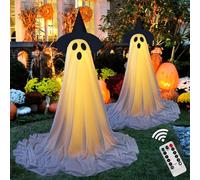 Decorazioni di Halloween all'aperto - Spooky Ghost Witch Halloween Decor con stringa di luce LED, facile da montare, spaventosi fantasmi in piedi decorazione per portico anteriore cortile prato