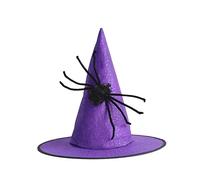 Decorazioni di Halloween, cappelli da strega per interni, da donna, bambino, strega, accessori per costumi di Halloween, cappello pieghevole e zucche (viola, taglia unica)