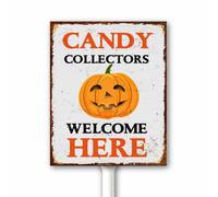 Decorazioni di Halloween Collezionisti di caramelle all'aperto segno di benvenuto cortile con palo divertente Halloween notte festa decorazione trucco o scherzetto decorazione segno di alluminio