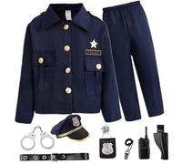 Decorazioni di Halloween, Costume da Poliziotto per Bambini 8-10 Uniforme da Costume da Agente di Polizia per Bambini con Accessori Realistici Gioco di Ruolo Set di Vesti per Ragazzi Compleanno Costu