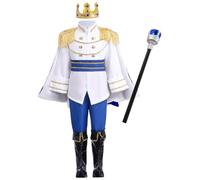 Decorazioni di Halloween, Costume da Principe per Ragazzi Tunica a Maniche Lunghe Top Costume da Principe Azzurro per Ragazzi con Corona e Bastone Set Completo per Cosplay, Feste in maschera, Giochi