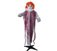 Decorazioni di Halloween da 51 pollici Animatronici clown spaventosi con mani in movimento Rosso Sound & Touch Attivato Halloween Prop per la festa di cantiere esterno interno