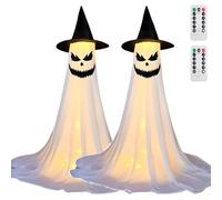 Decorazioni di Halloween Outdoor, Decorazione per Feste di Halloweens, Biella Telescopica Trescopica Trescopica 40-155 Cm, Uso Plug-in USB, con Telecomando, Illuminazione Fantasma F 2PC