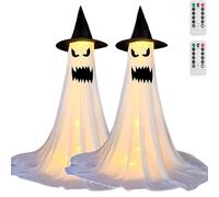 Decorazioni di Halloween Outdoor, Decorazione per Feste di Halloweens, Biella Telescopica Trescopica Trescopica 40-155 Cm, Uso Plug-in USB, con Telecomando, Illuminazione Fantasma I 2PC