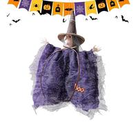 Decorazioni di Halloween per albero fantasia, ornamenti di albero a forma di casa infestata e rete metallica - ciondolo gatto strega decorazione casa accessorio foto per giardino appartamento interno