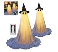 Decorazioni di Halloween per esterni e interni, confezione da 2 fantasmi in rete bianca, grandi decorazioni per Halloween, fantasmi illuminati per feste