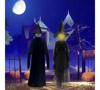 Decorazioni di Halloween per esterni, grande luce che si tiene per mano urlando streghe, strega di Halloween con paletti, strega raccapricciante mago con luci a LED sensore attivato dal suono per