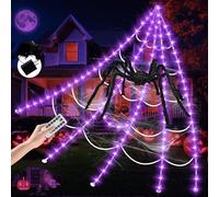 Decorazioni di Halloween per esterni, ragnatele con 250 luci a LED illuminate a ragnatela da 5 m, decorazioni giganti di Halloween si illuminano, 8 modalità di illuminazione, impermeabili e timer, per
