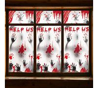 Decorazioni di Halloween per feste porta in finestra - 3 giganti impronte di mani insanguinate sagome di zombie, finestre decorazioni per pareti per feste di Halloween spaventose case stregate