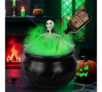 Decorazioni di Halloween per interni, 25,4 cm, grande calderone nero con scheletro fai da te, bottiglia magica galleggiante per pozioni, nebulizzatore con decorazione di Halloween per casa, tavolo e
