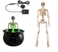 Decorazioni Di Halloween per Interni - Calderone Decorativo per Halloween Con Bottiglie Di Pozioni Magiche Galleggianti E Diffusori, Ciotola Whiches, Decorazione per Feste Hocus Pocus(Pot Skull pot,M)