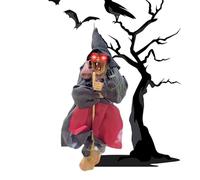 Decorazioni di Halloween per streghe all'aperto,Decorazione della di impiccagioni inquietanti - Decorazione da parlante con occhi luminosi e funzione di attivazione del suono per l'arredamento esterno